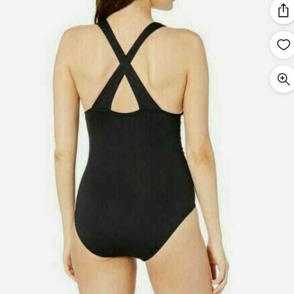 NWT MICHAEL Michael Kors Womens High Neck Shirred One-Piece Swimsuit - Picture 5 of 7